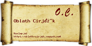 Oblath Cirjék névjegykártya